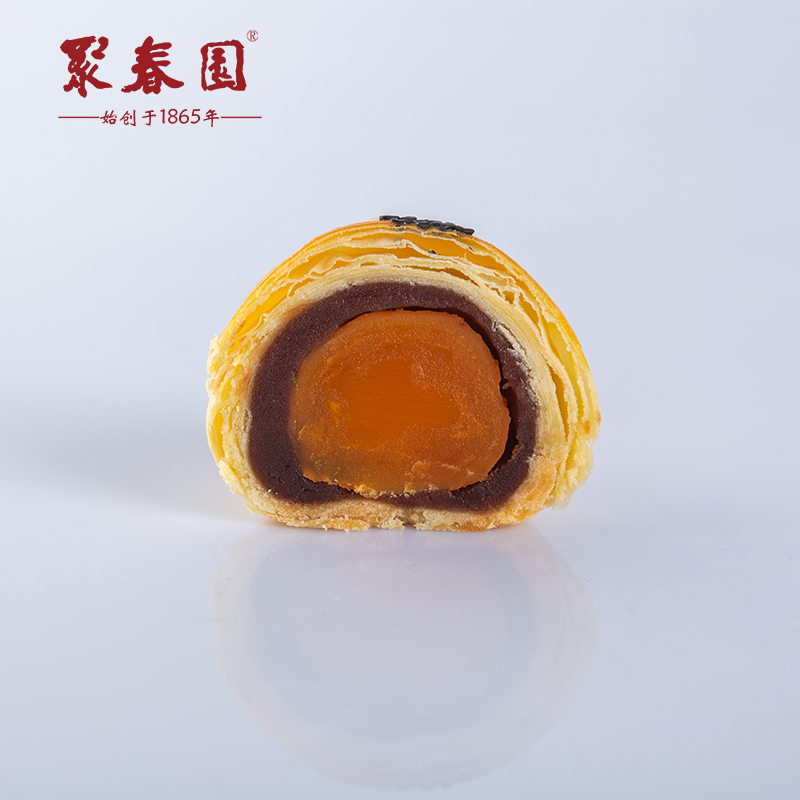 [聚春园-蛋黄酥300g]五粒装海鸭蛋豆沙饼办公室休闲零食糕点