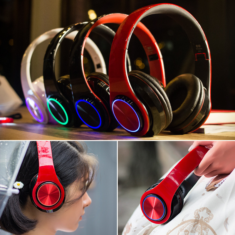 bh3七彩呼吸灯立体声头戴式蓝牙耳机运动mp3插卡无线耳机耳麦通用苹果