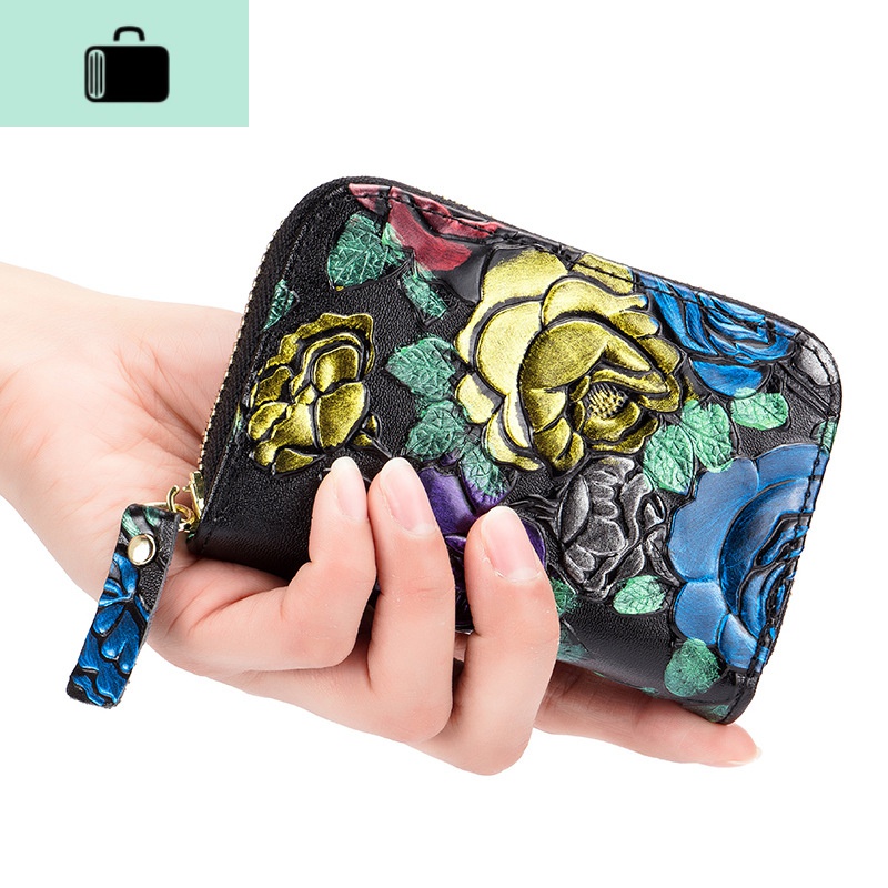 防盗防消磁女式多卡位牛皮大容量皮卡夹拉链风琴信用卡套薄卡包NEW LAKE女士钱包/卡包