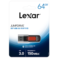 雷克沙(LEXAR) S57 64G USB3.0 U盘 传输150MB/s 滑动伸缩保护 高速闪存盘 系统盘 车载