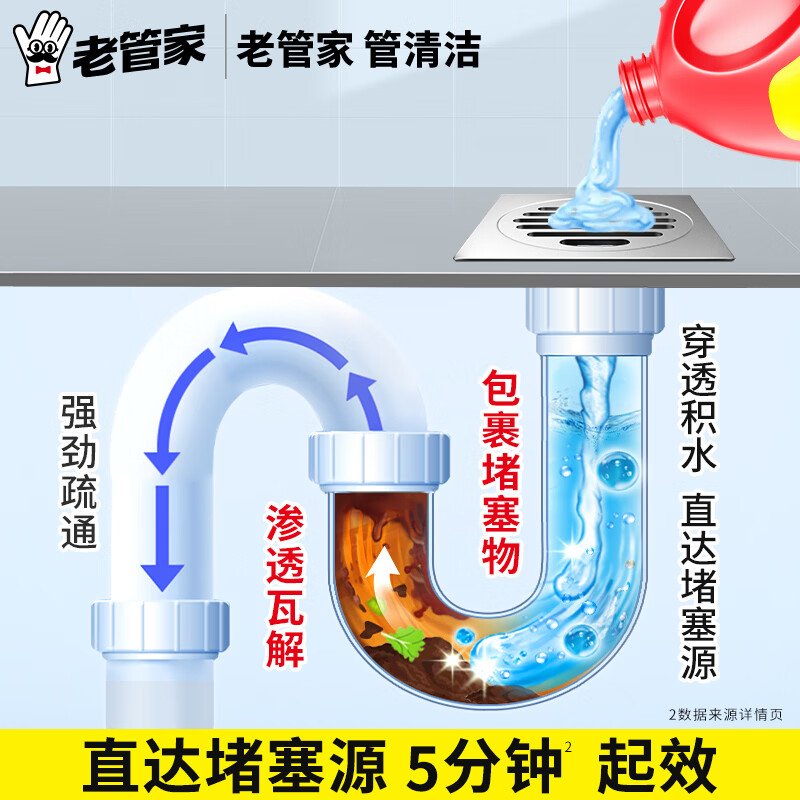 老管家 管道疏通啫喱 500g(包装随机)高清大图