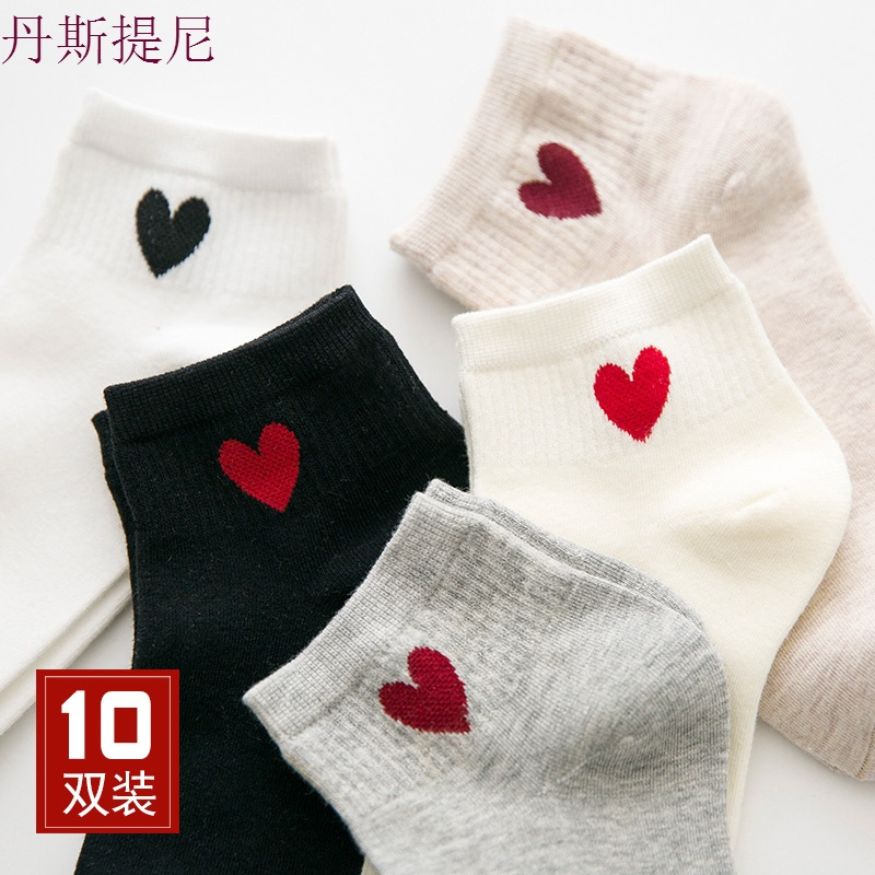 袜子女短袜夏季纯棉袜日韩风短筒棉袜白色女袜薄款运动防滑中筒袜
