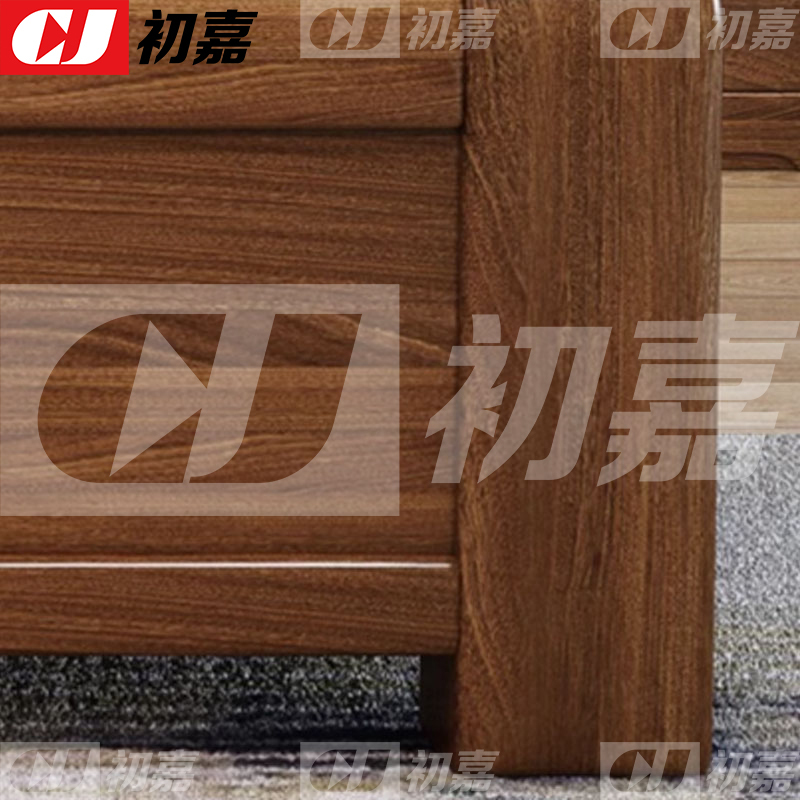 初嘉(CJ) 实木床1.8米单人床胡桃木
