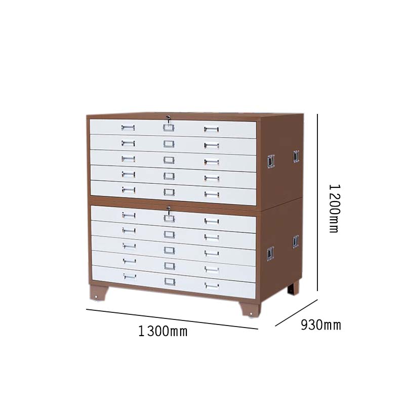 东升顺底图柜工程资料图纸柜0号1号抽屉柜文件柜地图柜菲林柜图纸收纳柜0号咖白十抽1300*930*1200高清大图