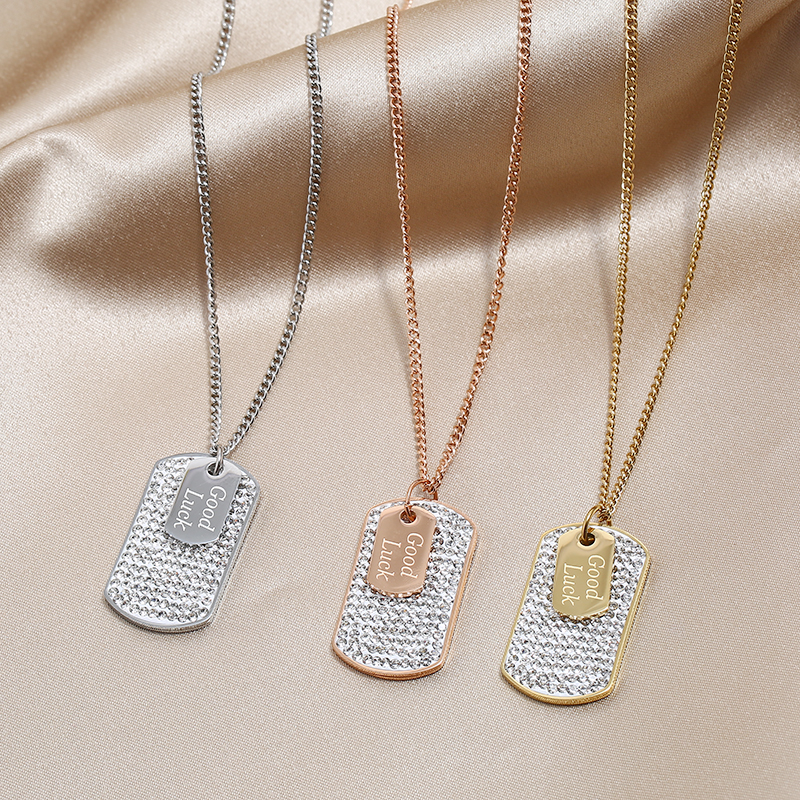 2025新款满钻字母方牌毛衣链钛钢长款不褪色嘻哈网红项链配饰挂件送女朋友老婆情人节七夕生日礼物