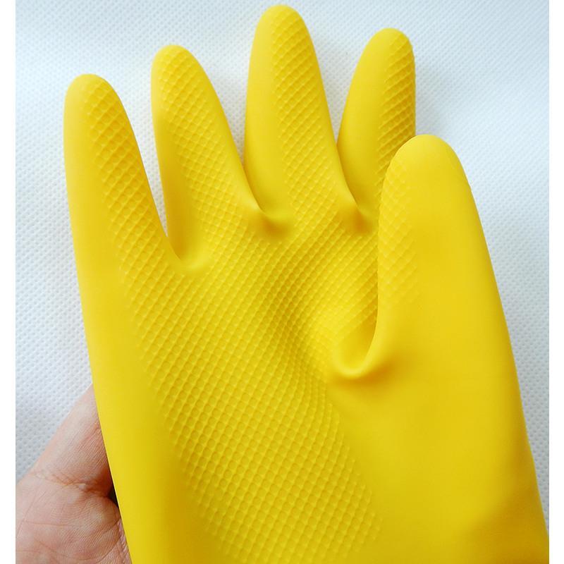 舒卉牌手套厨房洗碗家务牛筋橡胶手套乳胶加厚耐用防水劳保家用2双装