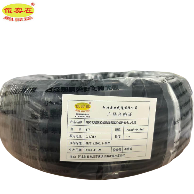傻实在(SHASHIZAI) 电缆 国标全项保检 YJV 4*25+1*16 米