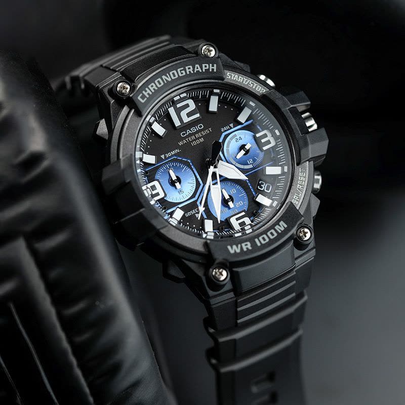 casio官方旗舰店卡西欧运动手表男 限量ins 运动防水潮流电子小黑表正品MCW-100 石英表男 学生手表男生礼物图片