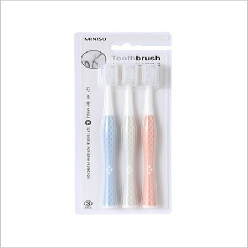 MINISO/名创优品 软毛护龈表情牙刷防滑三支装男女士情侣儿童牙刷 软毛护龈防滑牙刷 三支装