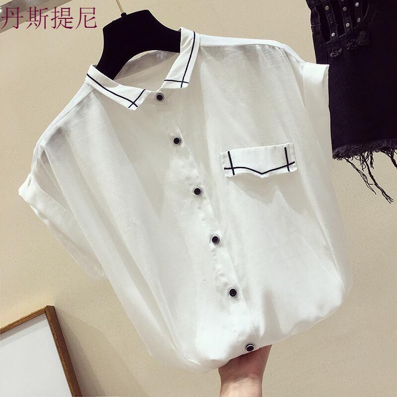 雪纺短袖衬衫女夏季2018新款学生韩版百搭单排扣衬衣纯色chic上衣黑色均码
