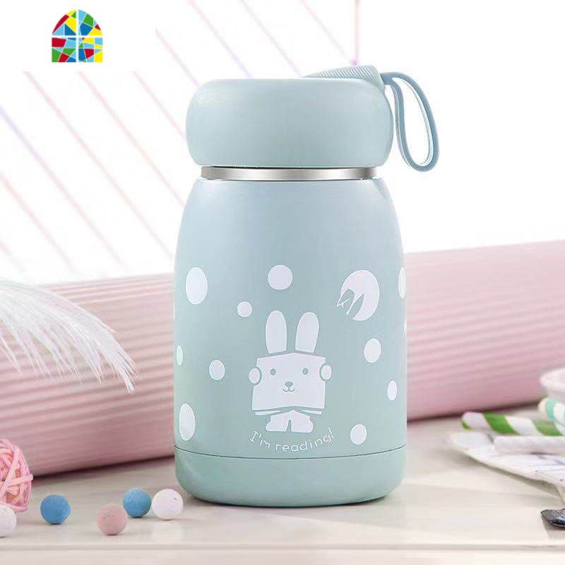 儿童保温杯可爱少女学生水杯真空不锈钢便携大肚杯子个性创意潮流 FENGHOU (魔法兔)淡青色图片