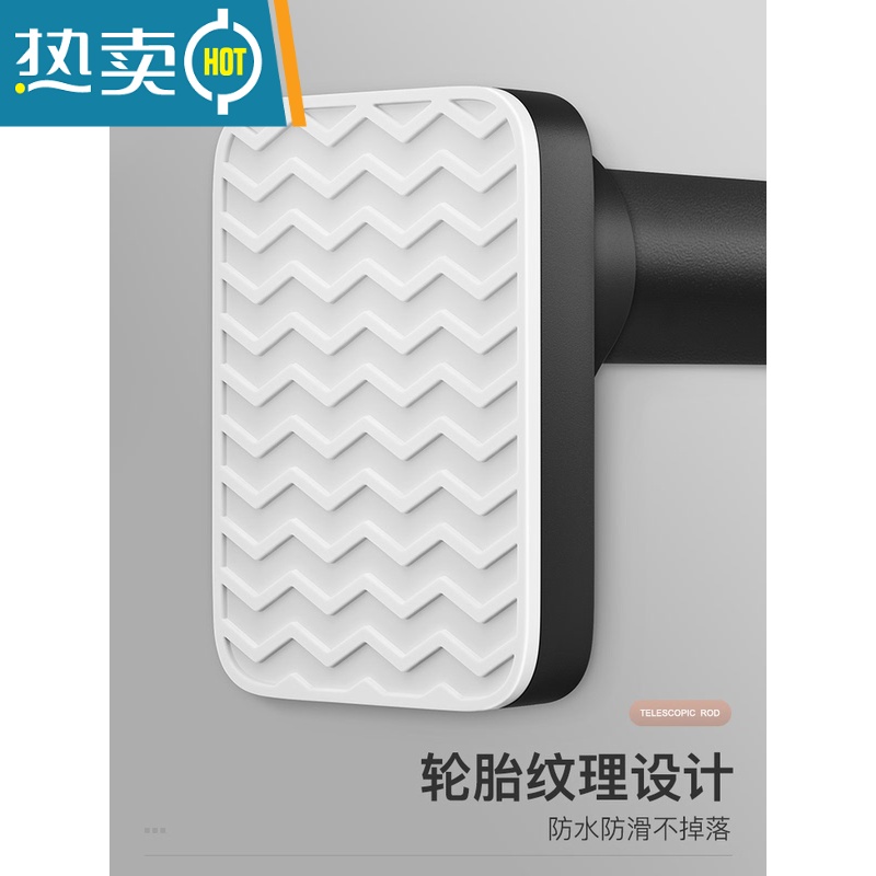 敬平阳台外伸缩晾衣杆固定式不锈钢杆晾衣架支架墙上顶装凉衣捍挂衣杆 [黑]0.7~1.2米墙距适用高清大图