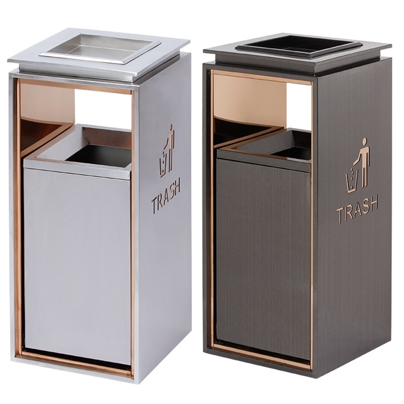 易企采 酒店商场立式垃圾桶烟灰缸大堂电梯口不锈钢售楼部大厅果皮箱定制