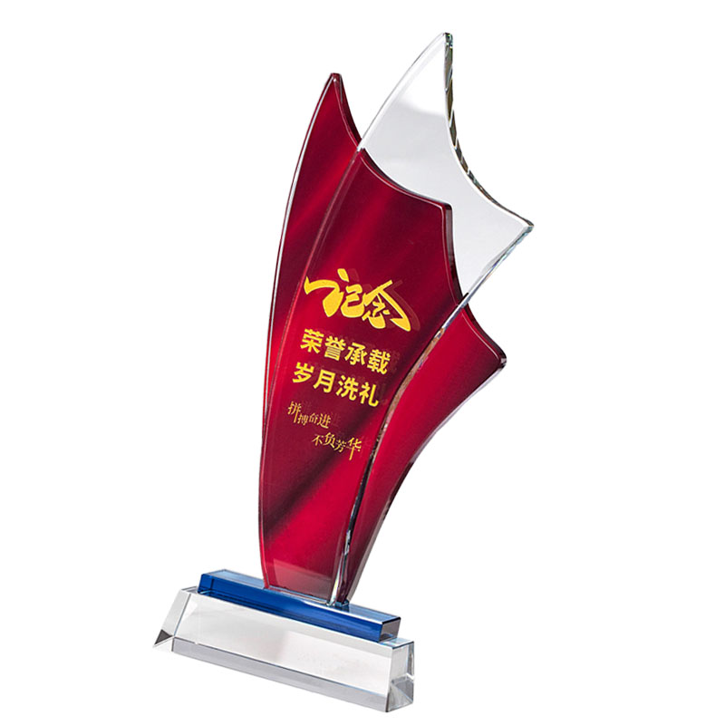 优彩嘉 政治生日纪念奖杯 水晶流动红旗款 J-11 单位:个高清大图