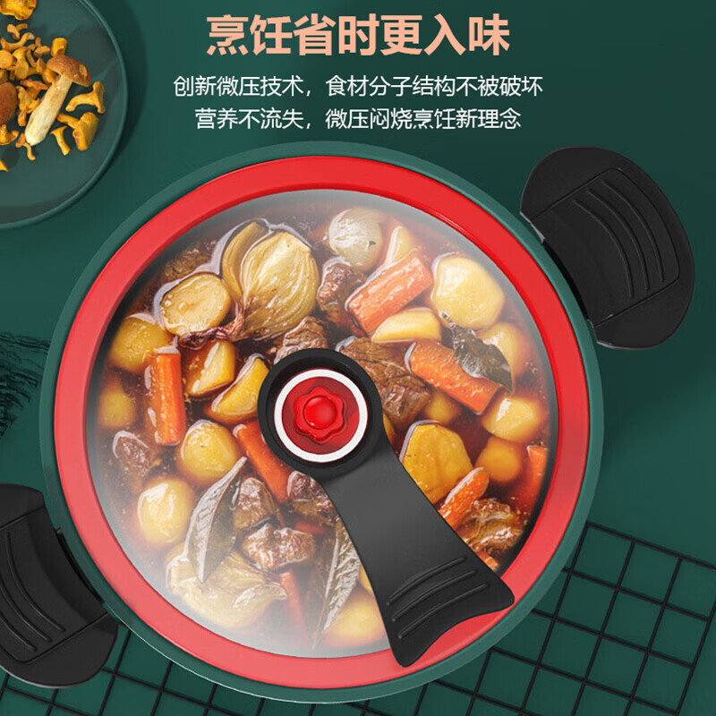 艾逸瑶选复古绿巴尔加斯24CM智能微压锅CJ-21010快速烹饪多功能安全省心一锅多用健康美味高清大图