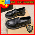 聚范金属搭扣英伦小皮鞋女豆豆鞋2024韩版新款单鞋子女日系jk乐福鞋女 光板黑色升级版 38