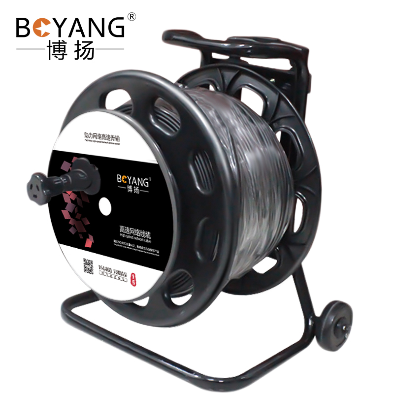 博扬(BOYANG)单模八芯室外TPU光缆 铠装防水基站通信野外拉练抢修 500米+放缆车+LC-LC头