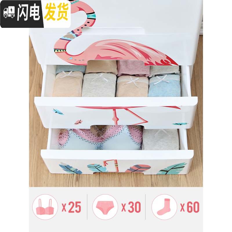 三维工匠简易床头装内衣内裤收纳箱女抽屉式储物衣柜放袜子整理箱置物斗柜高清大图