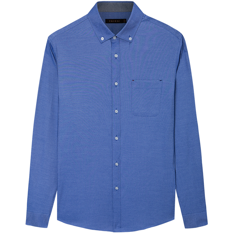 才子衬衫男长袖秋季新款修身青年潮流牛津纺男士商务正装白衬衣