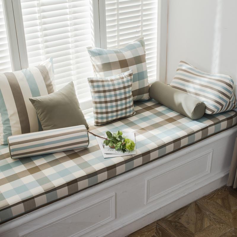 BONJEAN北欧高密度海绵飘窗垫窗台垫定做沙发垫条纹阳台榻榻米垫卡座 格条83cm飘窗垫