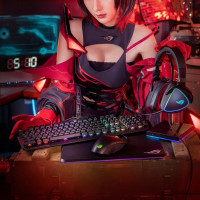华硕/ASUS ROG 游侠RX 机械键盘 有线游戏键盘 光学触发机械红轴PBT RGB背光键盘 防水防尘键盘104键