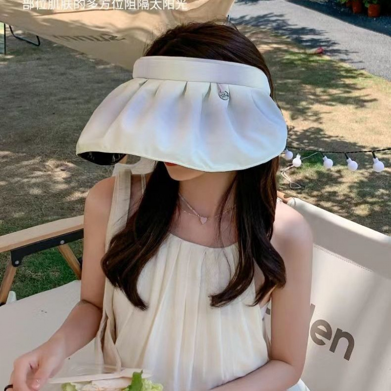 太阳帽韩版夏季帽女渐变色黑胶贝壳帽大帽檐防紫外线遮阳帽高清大图