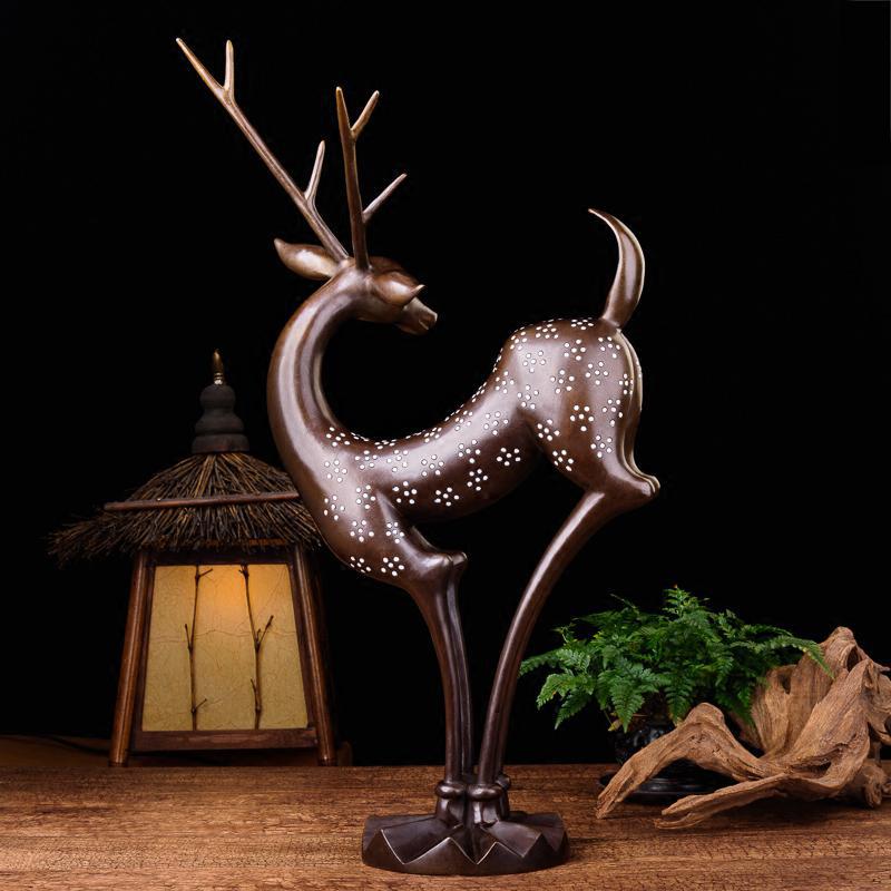 美帮汇梅花鹿摆件 铜鹿摆件铜 家居装饰摆设开业礼品一路发财高清大图