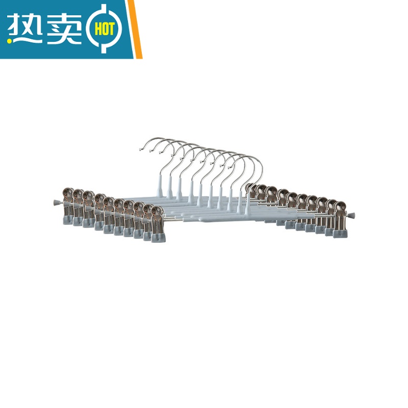 敬平10个家用不锈钢裤夹子衣架晾晒衣夹卧室强力防滑晾裙子挂裤架 绿色10个装 10个高清大图