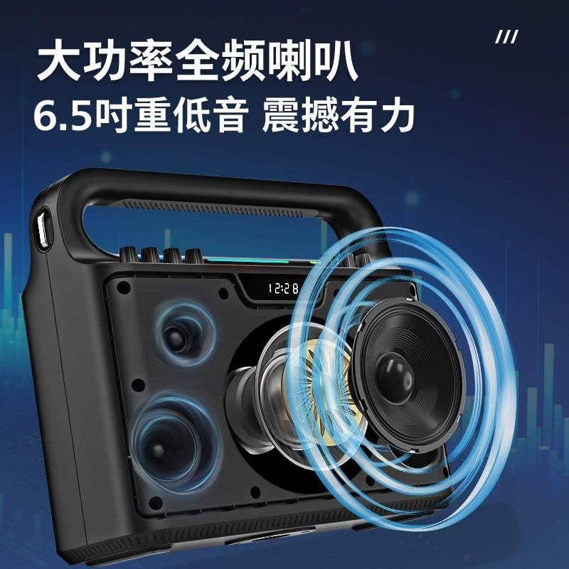 飞利浦SD149B 户外蓝牙音箱广场舞音响便携手提大功率重低音k歌麦克风音响家庭ktv直播声卡一体机乐器音箱内置声卡图片