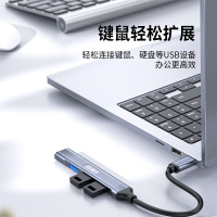 晶华Type-C分线器 USB3.0+2.0拓展坞HUB集线器扩展电脑笔记本转接头一拖四接口转换器延长线 黑色N613