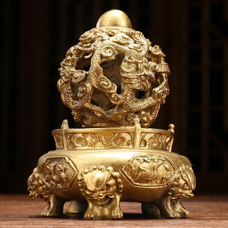 美帮汇铜龙转乾坤鼎摆件九龙戏珠办公室摆件