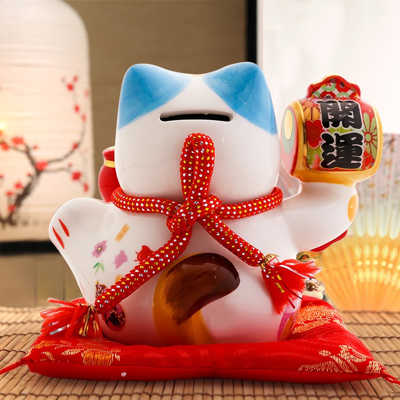 猫小摆件 店铺开业创意家居礼品迷你号陶瓷存钱储蓄罐 三维工匠 福来大吉-[5寸]猫高清大图