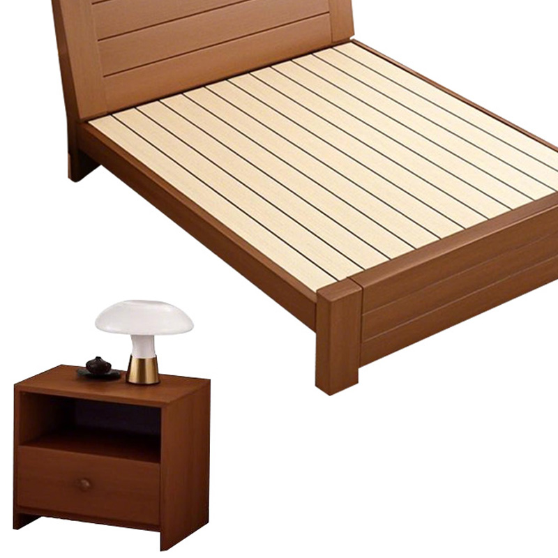 筑亮 床 150cm胡桃色+床头柜 套高清大图