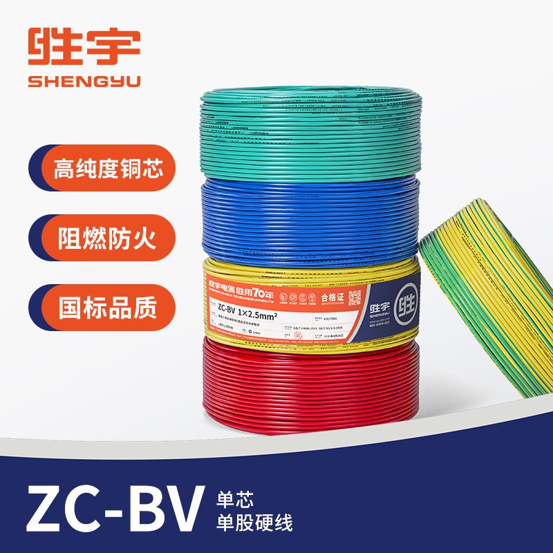 胜宇 ZC-BV国标单芯单股线家装硬线 1平方-红色-100米