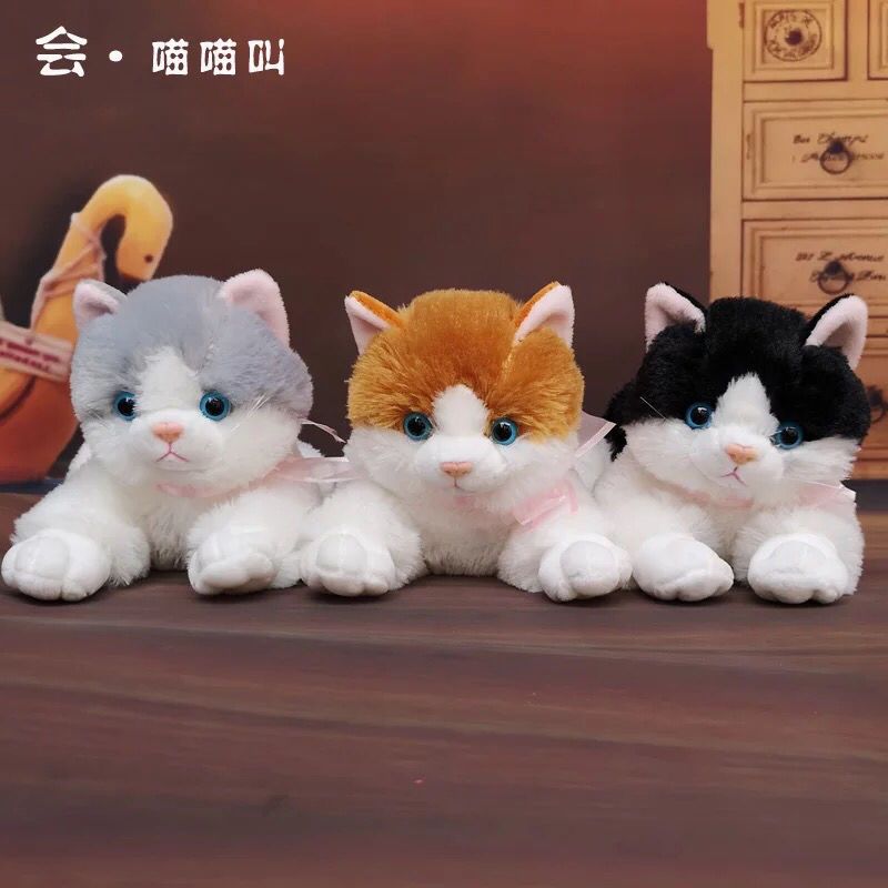 猫咪毛绒玩具公仔会叫仿真猫玩偶抱枕趴猫布娃娃女生儿童生日礼物