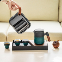 領藝 窑变旅行茶具套装便携式包家用小套功夫泡茶器陶瓷快客杯一壶三杯
