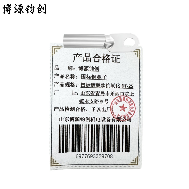 博源钧创 国标铜鼻子 国标镀锡款抗氧化DT-25 个高清大图