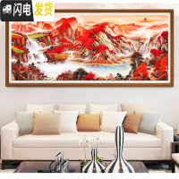 三维工匠棉十字绣2019新款绣线绣鸿运当头客厅大幅山水画2米5满绣 棉安格古绢布[丝线4股]3x1米