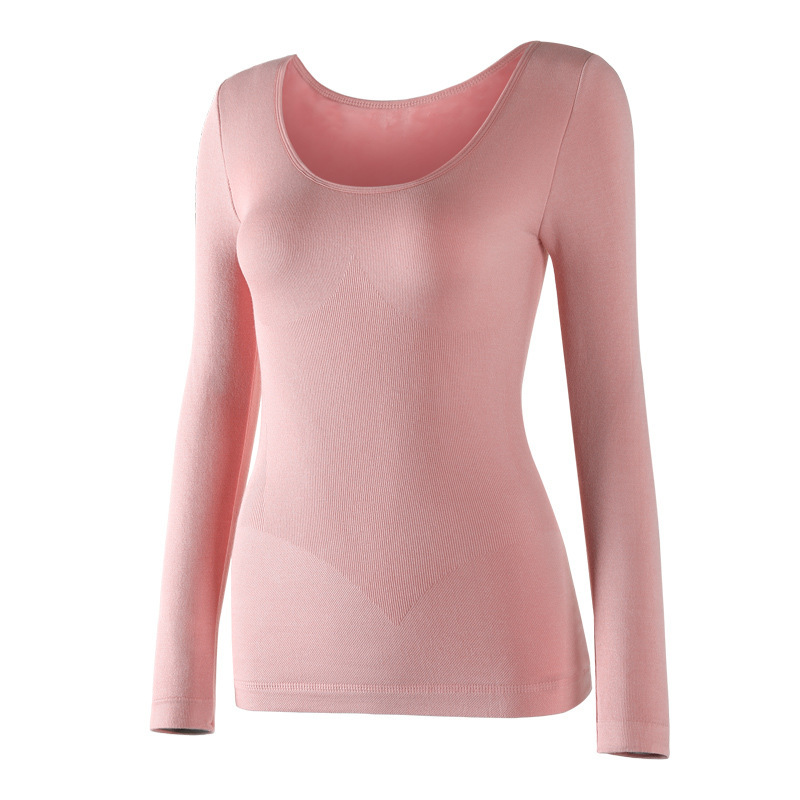 俞兆林秋冬新款无缝针织保暖内衣女上衣修身加绒加厚打底衫长袖女