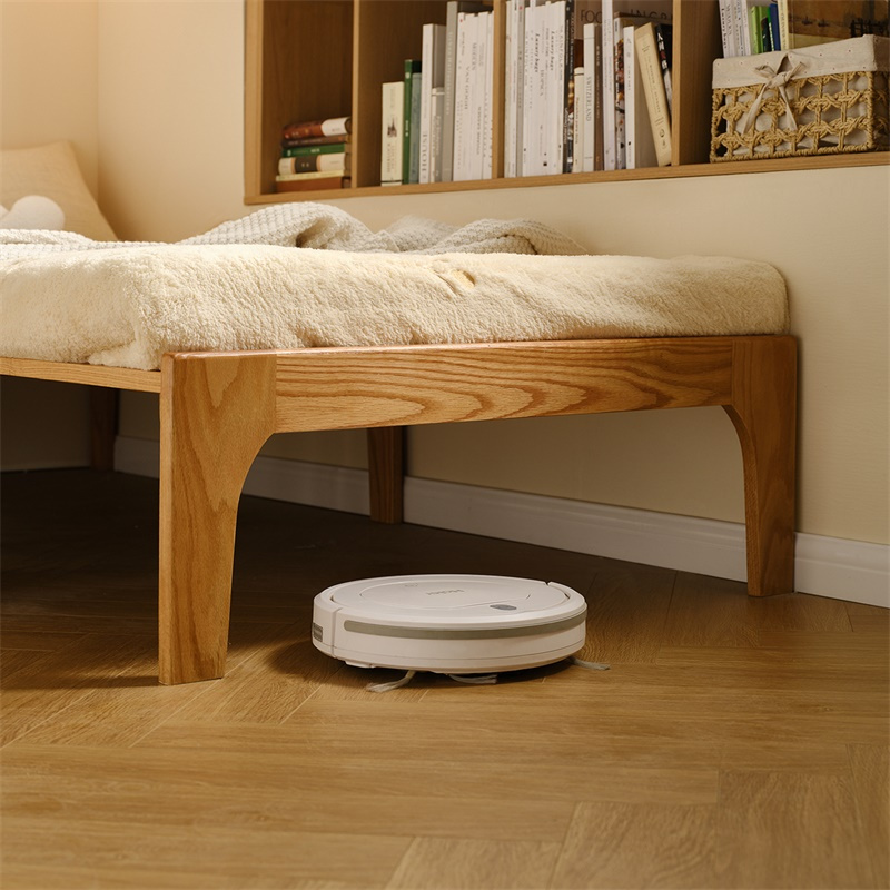 全友家居北欧原木风橡木实木伸缩沙发床卧室小户型单人床高清大图