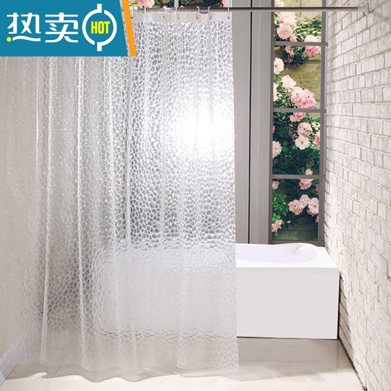 XIANCAI欧式炫目3D水立方浴帘防水浴室窗帘隔断门帘洗澡帘带挂帘高清大图
