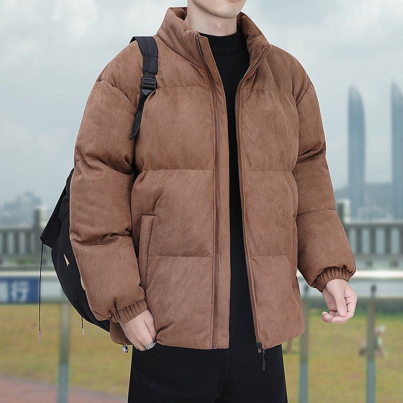 棉服男2023冬季潮流加厚面包服棉袄男棉衣外套上衣 8805-咖啡色 M100-120斤