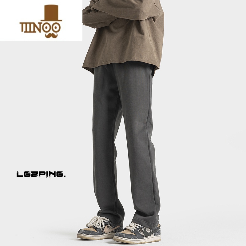 YANXU黑色美式vibe高街卫裤男秋季直筒窄版小众设计感显瘦X裤N版高清大图