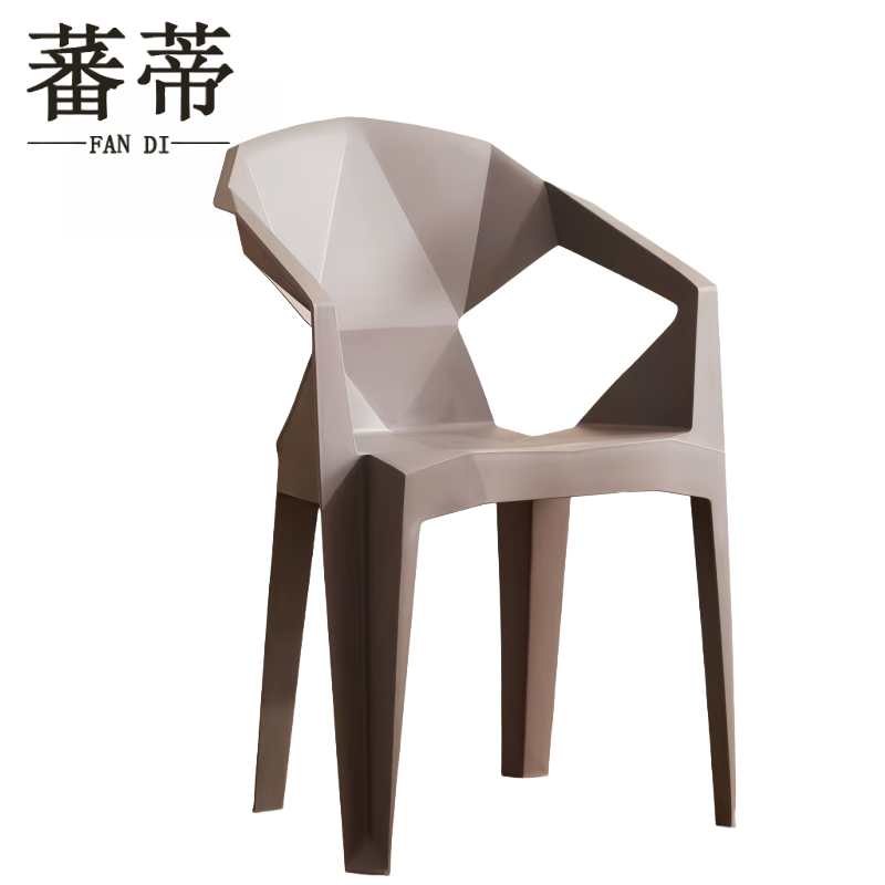 蕃蒂塑料椅咖色把高清大图