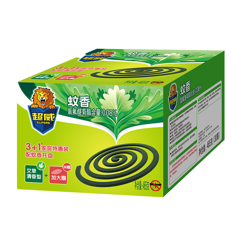(立白旗下)超威清香型艾草植物3 1蚊香(加大盘30圈)驱蚊驱虫熏人有点