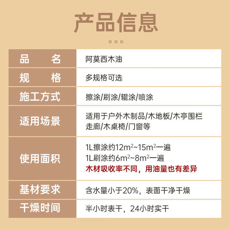 阿莫西防腐木油 木蜡油实木户外耐候桐油透明清漆木器漆油漆 透明色 1L高清大图