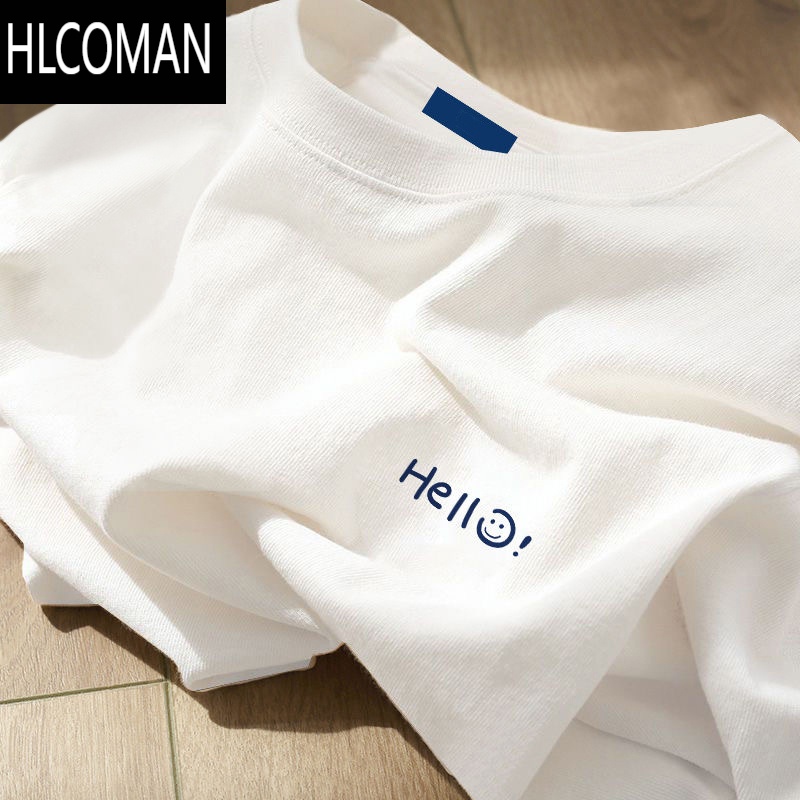 HLCOMAN白色t恤短袖男女2025新款夏季正肩体恤内搭上衣ins国潮牌高清大图