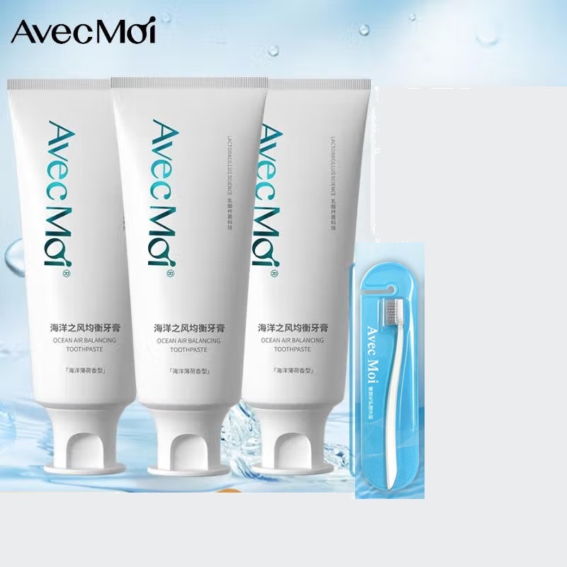 AVEC MOI 海洋之风益生菌套装 牙膏100g*3+牙刷*1 FZ-004 (清新口气 深度清洁)