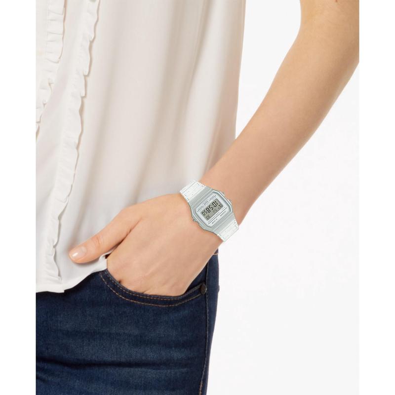 卡西欧casio 时尚复古小方块男表透明表带学生电子手表F-91WS-7OS