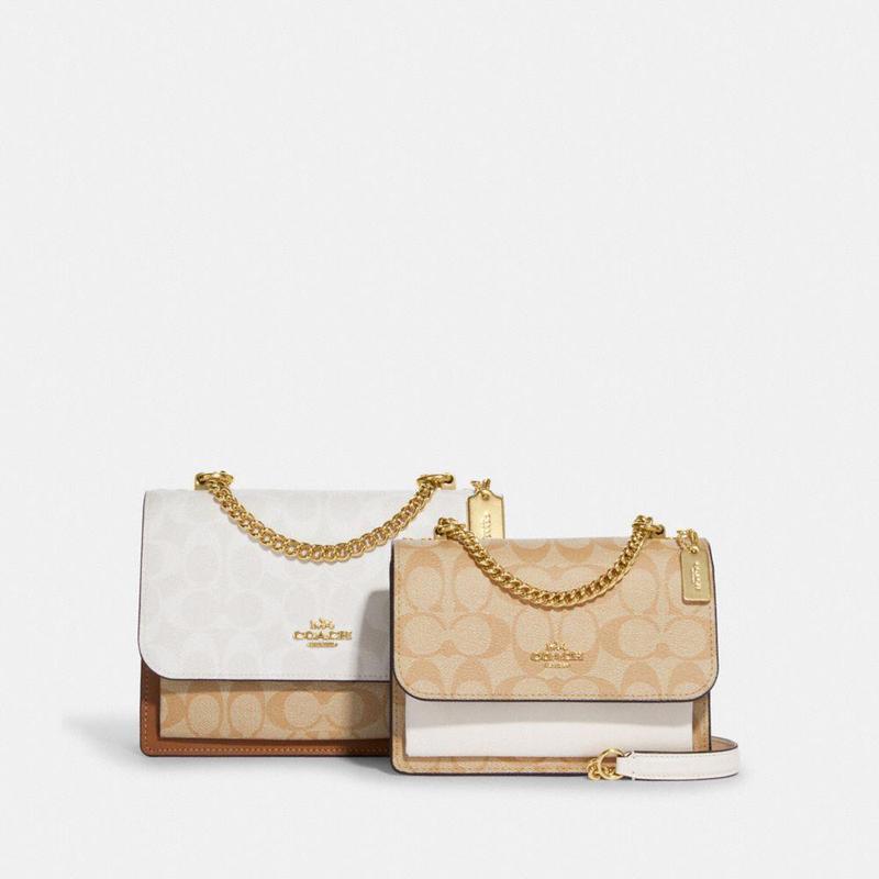 蔻驰coach奢侈品女士斜挎包经典款标志性帆布迷你klare女士单肩包c99